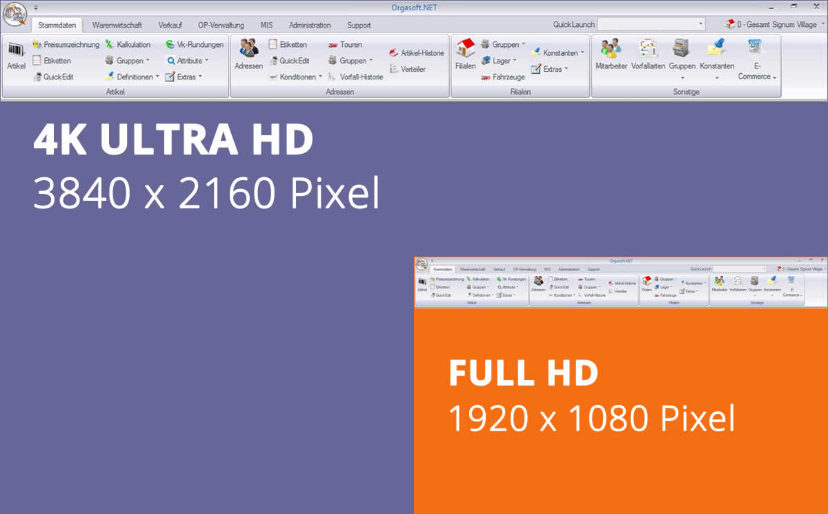 skalierung warenwirtschaftssystem orgaosft.net 4k monitor