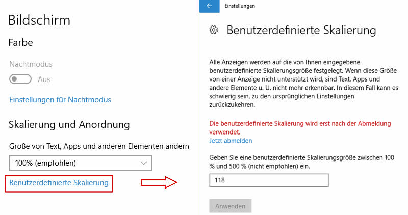 4k skalierung windows 10