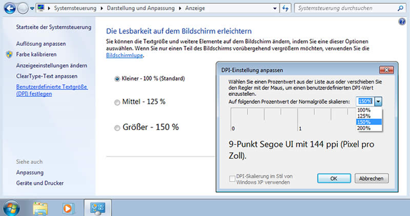 4k skalierung windows 7