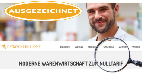 Auszeichnung für das kostenlose Warenwirtschaftssystem OS Free