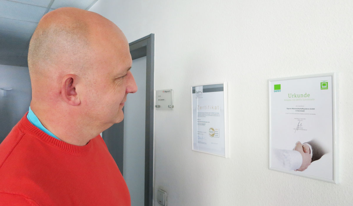 DATEV Urkunde für Signum Warenwirtschaftssystem