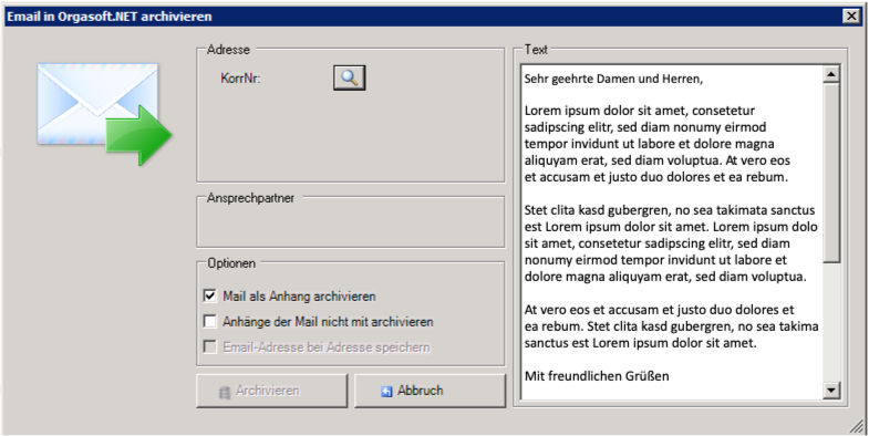 outlook mail archivieren warenwirtschaftssystem