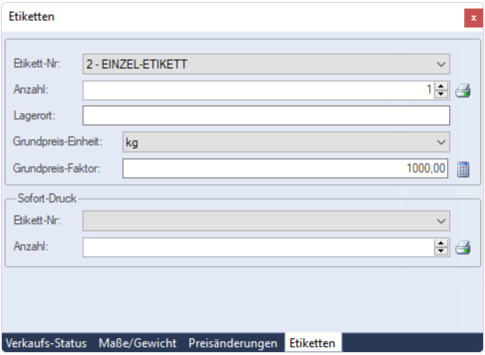 Preisangaben Etiketten Warenwirtschaftssystem Orgasoft.NET