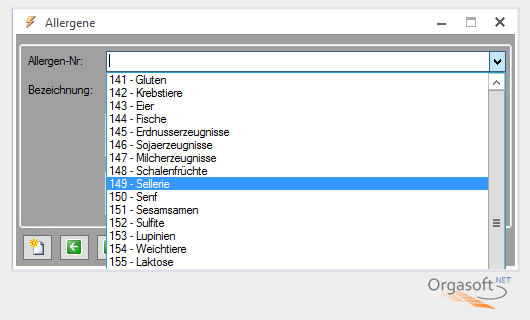 Verwaltung von Allergenen im Warenwirtschaftssystem Orgasoft.NET verwaltung allergene warenwirtschaftssystem orgasoft net