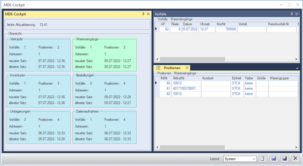 Warenwirtschaftssystem Orgasoft.NET - Mit dem MDE-Cockpit lesen Sie ihre Daten strukturiert ein