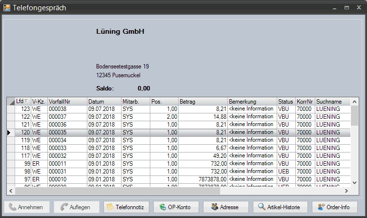 Protokollierung aller Gespräche mit einem Lieferanten mithilfe des Moduls Kunden-Lieferantenhistorie im Warenwirtschaftssystem Orgasoft.NET