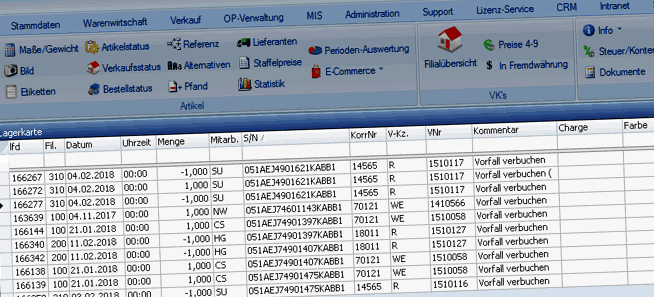 Warenwirtschaftssystem Orgasoft.NET - Modul Seriennummern